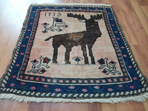 Primative deer rug vintage - primative,