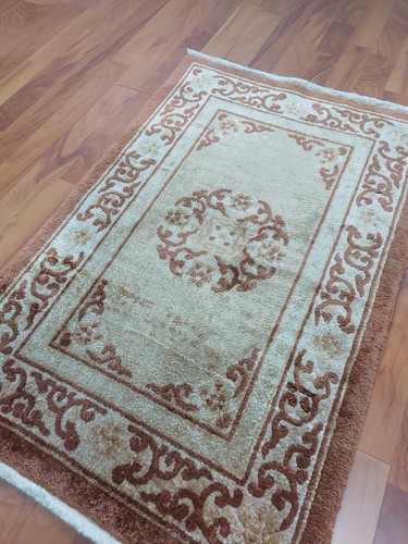 Handmade brown silk rug - handmade, china