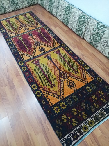 Antique runner rug entry wool - antique,